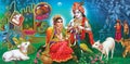 Lord Radha Krishna Beautiful wallpaper with background Royalty Free Stock Photo