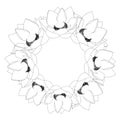 Indian lotus Outline Wreath.