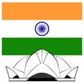 Indian Lotus temple and flag