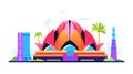 Indian Lotus Temple - modern colored vector illustration