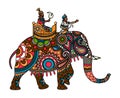 Indian maharajah on the elephant colored Royalty Free Stock Photo