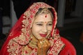 Indian mail hands on brides face of the village