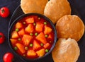 Indian main course- aloo matar and poori Royalty Free Stock Photo