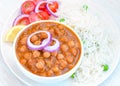Chole chawal-Punjabi channa masala rice meal