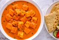 Indian Punjabi meal-Paneer butter masala and roti Royalty Free Stock Photo