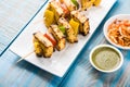 Indian malai paneer tikka or barbecue cheese cottage