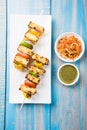 Indian malai paneer tikka or barbecue cheese cottage