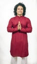 Indian male model wearing red kurta