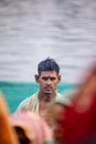 Indian male performing rituals at chhath puja Royalty Free Stock Photo