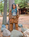 Indian Man Carved From Tree Royalty Free Stock Photo