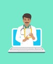 Indian man doctor online consultation concept