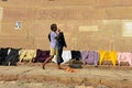 Indian Man Drying Clothes Royalty Free Stock Photo