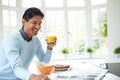 Indian Man Enjoying Breakfast At Home Royalty Free Stock Photo