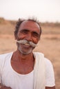 Indian man with handlebar moustache Royalty Free Stock Photo