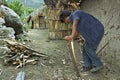 Indian man makes at home firewood small