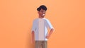 Indian man with mustache and beard wearing t-shirt social concept smiling male cartoon character portrait horizontal Royalty Free Stock Photo