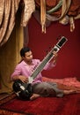 Indian Man Plays a Sitar Royalty Free Stock Photo