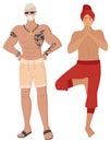 Fit People, Indian Man, Male with Tattoos Vector