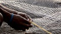 Indian man preparing the fishing net Royalty Free Stock Photo