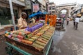 An Indian man selling bangles on a market street around the Charminar area of the city of