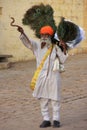 Indian man selling peacock feathers in Jaisalmer fort, India