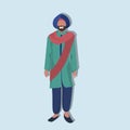 Indian man standing in national traditional clothes male cartoon character full length flat