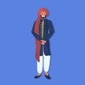 Indian man standing in national traditional clothes male cartoon character full length flat