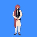 Indian man standing in national traditional clothes male cartoon character full length flat