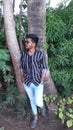 Indian man styles pose boy