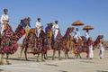 Indian man wearing traditional dress participate in mister desert contest of festival in Jaisalmer, Rajasthan, India Royalty Free Stock Photo