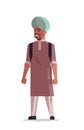 Indian man wearing turban smiling male cartoon character standing pose full length isolated vertical Royalty Free Stock Photo