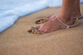 Indian married women wears Anklet, toe ring and standing towards sea Royalty Free Stock Photo