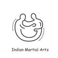 Indian martial arts icon. Editable illustration