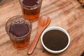 Indian Masala Chai black tea, traditional Tulsi herbal tea beverage with or without milk Royalty Free Stock Photo