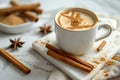 Indian Masala chai tea. Traditional Indian hot drink with milk and anise and cinnamon