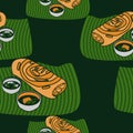 Indian Masala Dosa Vector Illustration With Dark Background Seamless Pattern Royalty Free Stock Photo