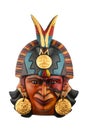 Indian Mayan Aztec ceramic painted mask isolated on white