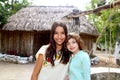 Indian mayan latin girl with her caucasian friend Royalty Free Stock Photo