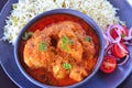 Indian meal- chicken curry,salad and rice Royalty Free Stock Photo