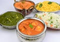 Indian Meal with Fish curry and boneless Chicken curry Royalty Free Stock Photo