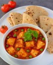 Indian meal - matar paneer and roti Royalty Free Stock Photo