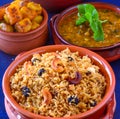 Indian meal served in terracotta earthen bowls