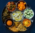 Traditional Indian meals -Gujarati vegetarian main course Royalty Free Stock Photo