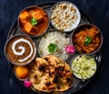 Indian meals served in stainless steel thaali plate