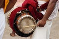 indian Men Play Traditional Percussion Instrument Chenda or Idakka In Kerala, India