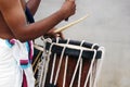 Indian Men Play Traditional Percussion Instrument In Kochi Kerala