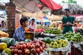Indian men selling vegetables at local market in Bodhgaya, India