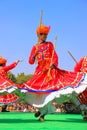 Indian men in traditional dresses dancing at Desert Festival, Jaisalmer, India