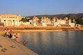 Indian men washing in holy lake, Pushkar, India