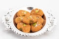 Indian Mithai Brown Mathura Peda Or Meetha Pera Made Of Condensed Milk Fudge Khoya Mawa Kesar Khoa Pista Mava Malai In Pure Desi